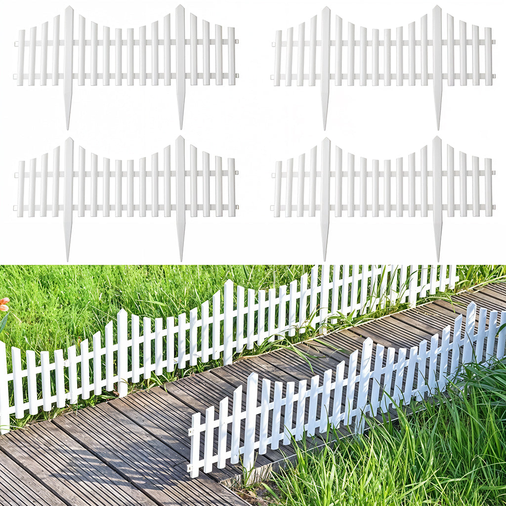 HASTHIP 4Pcs Garden Fences Decorative White Insert-in Connectable Garden Flower Bed Landscaping Boarder Fences Weather Resistant PVC Garden Fences, 60x34cm HASTHIP 4Pcs Garden Fences Decorative White Insert-in Connectable Garden Flower Bed Landscaping Boarder Fences Weather Resistant PVC Garden Fences, 60x34cm